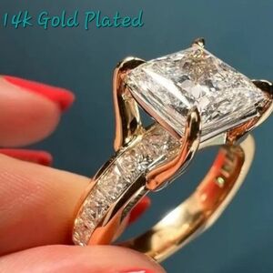 14k Gold Plated ring. Inlaid zircon Size 7 New Fast Ship. Top Seller